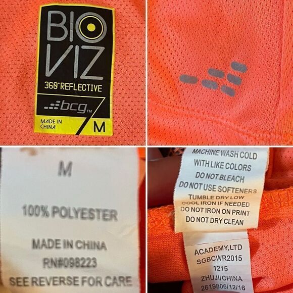 Academy BCG Bio Viz 360 Reflective Athletic Top VNeck Sport Tee Neon Orange M - Picture 11 of 12